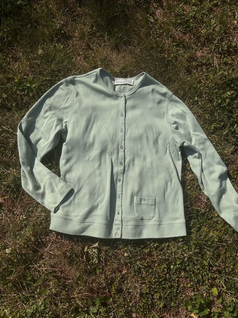 90s CottageCore Sage Green Babydoll Lightweight Cardigan or Long Sleeve Top